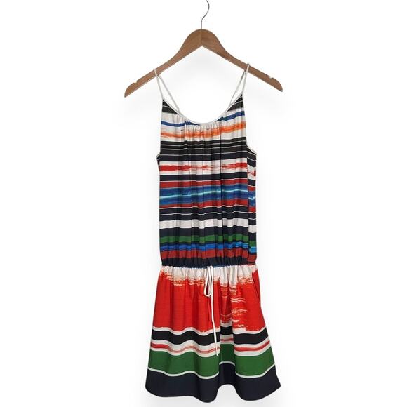 CLOVER CANYON Striped Spaghetti Strap Slip Mini Dress Resort Tropical Blouson SI - Picture 5 of 8